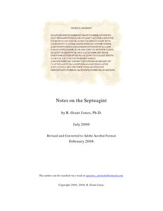 Notes On the Septuagint